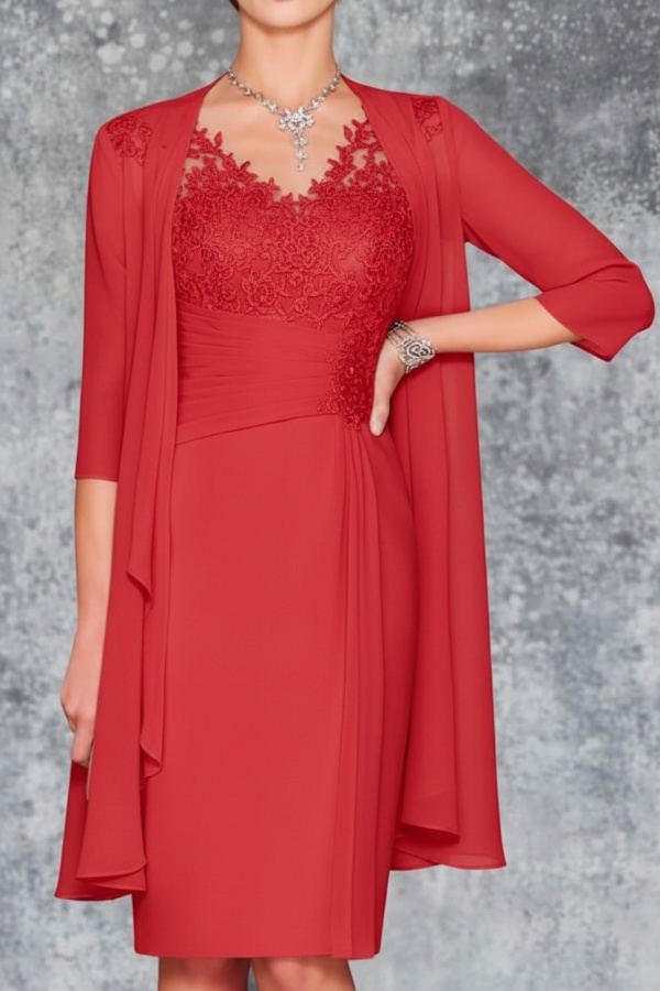 Mint Brautmutterkleid Kurz Chiffon | Kurze Brautmutterkleider mit Jacke
