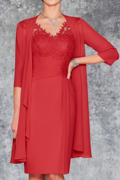 Mint Brautmutterkleid Kurz Chiffon | Kurze Brautmutterkleider mit Jacke