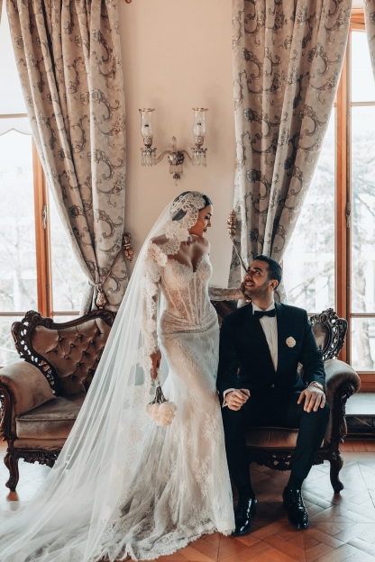 Vintgae Hochzeitskleider mit Ärmel Spitze Brautkleider Meerjungfrau Stil-babyonlinedressde