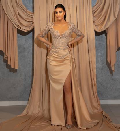 Designer Abendkleid Mit Ärmel | Abiballkleid Spitze Online-babyonlinedressde