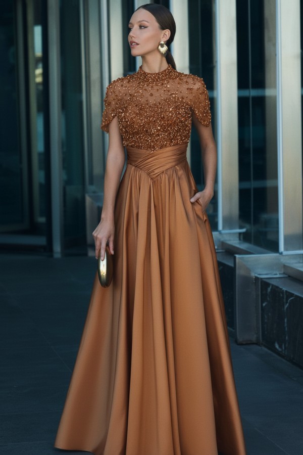 Dunkel Grüne Abendkleider Lang Glitzer Ballkleider mit Ärmel