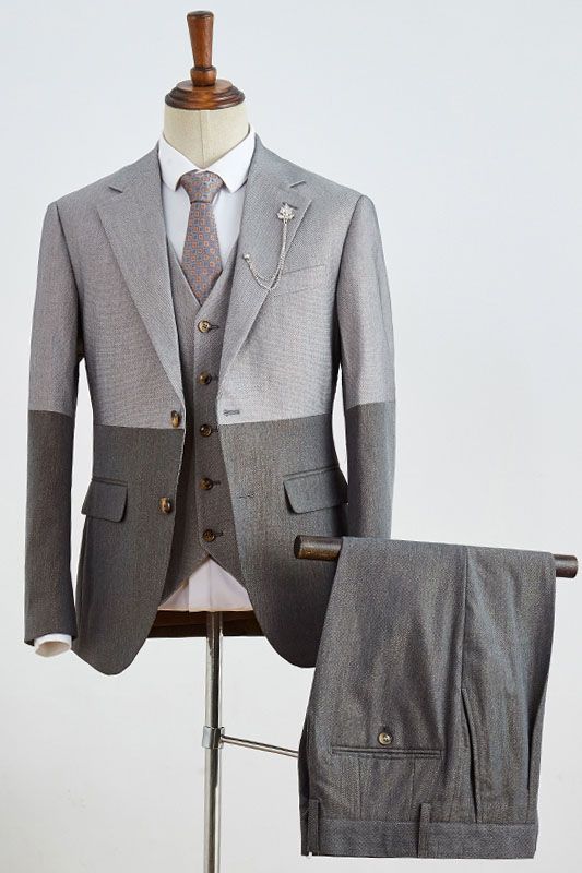 Brady New Arrival Gray 3 Pieces Notched Lapel Slim Fit Business Suit-babyonlinedressde