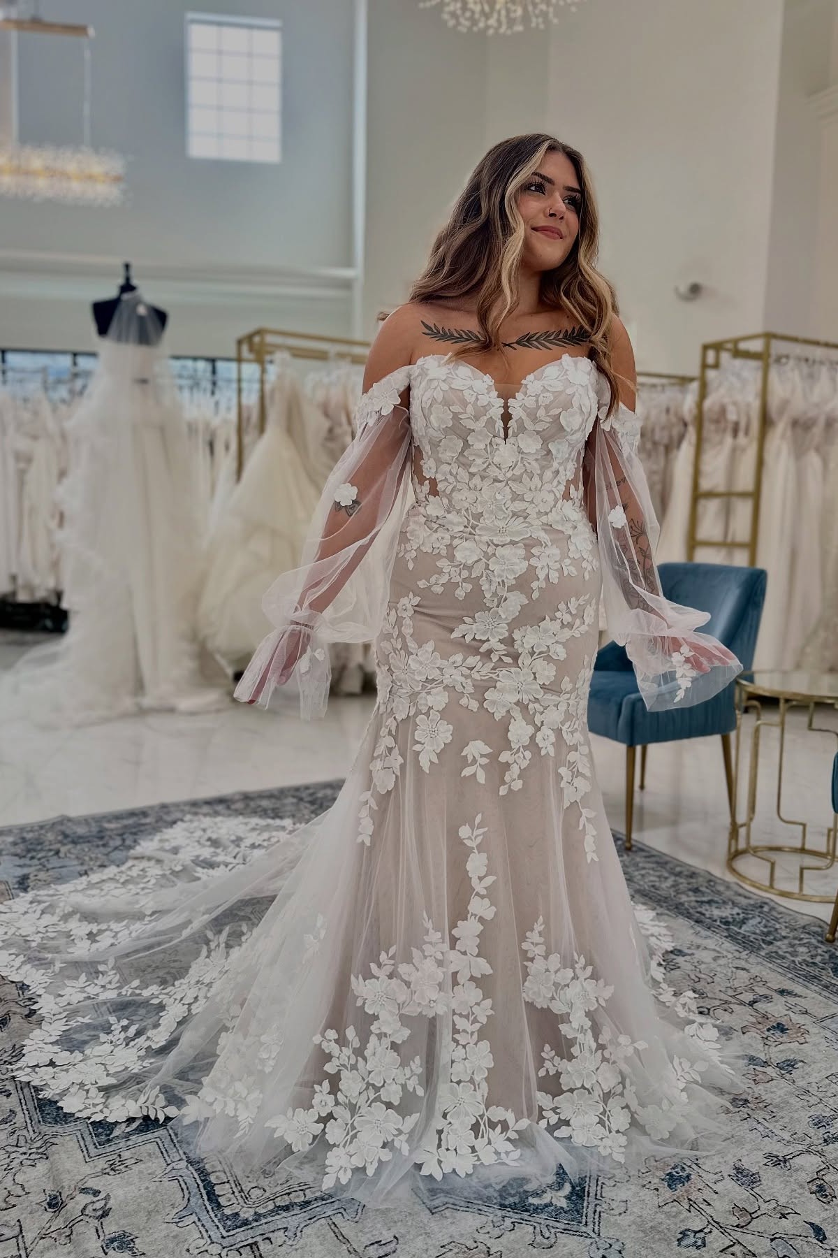 Schöne Hochzeitskleider Meerjungfrau Stil Brautkleider Spitze Champagner-babyonlinedressde