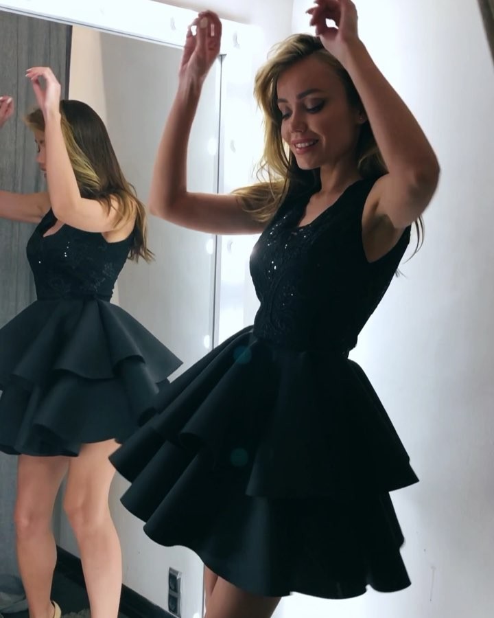 Chic Cocktailkleider Kurz Schwarz | HeimkehrKleid Abiballkleider Spitze