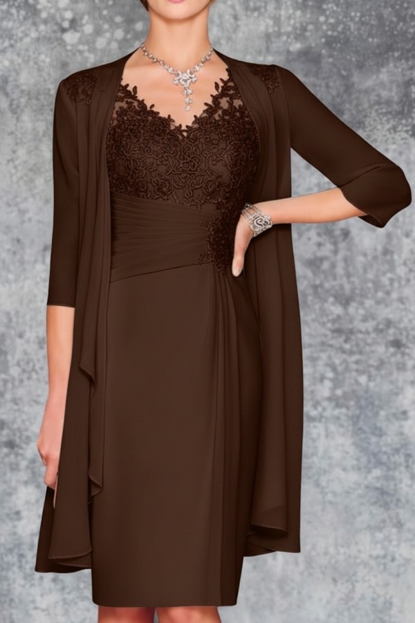 Mint Brautmutterkleid Kurz Chiffon | Kurze Brautmutterkleider mit Jacke