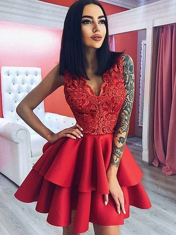 Chic Cocktailkleider Kurz Schwarz | HeimkehrKleid Abiballkleider Spitze