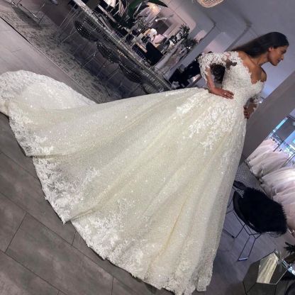 Luxus Brautkleider Prinzessin Mit Glitzer | Hochzeitskleider Mit Ärmel-babyonlinedressde