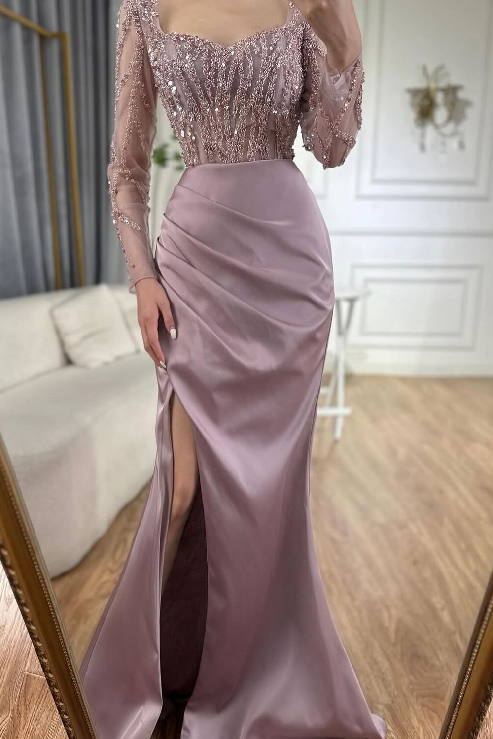 Exklusive Abendkleier mit Glitzer Abiballkleider Lang Rosa
