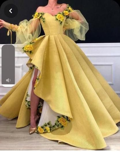 Einfach Gelb Lang Abschlussballkleider Günstig Satin Abednkleider Abendmoden
