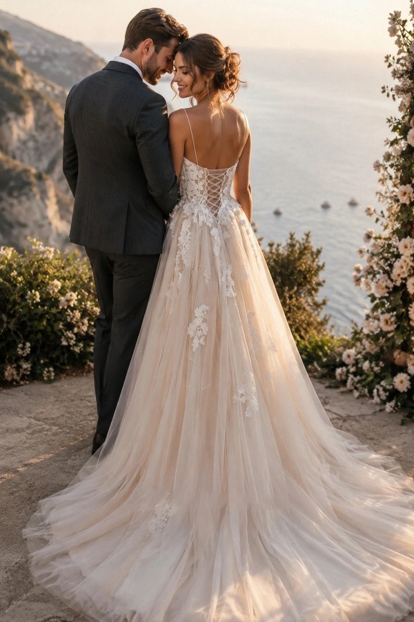 Schlichte Brautkleider A Linie Mit Spitze Boho Hochzeitskleider