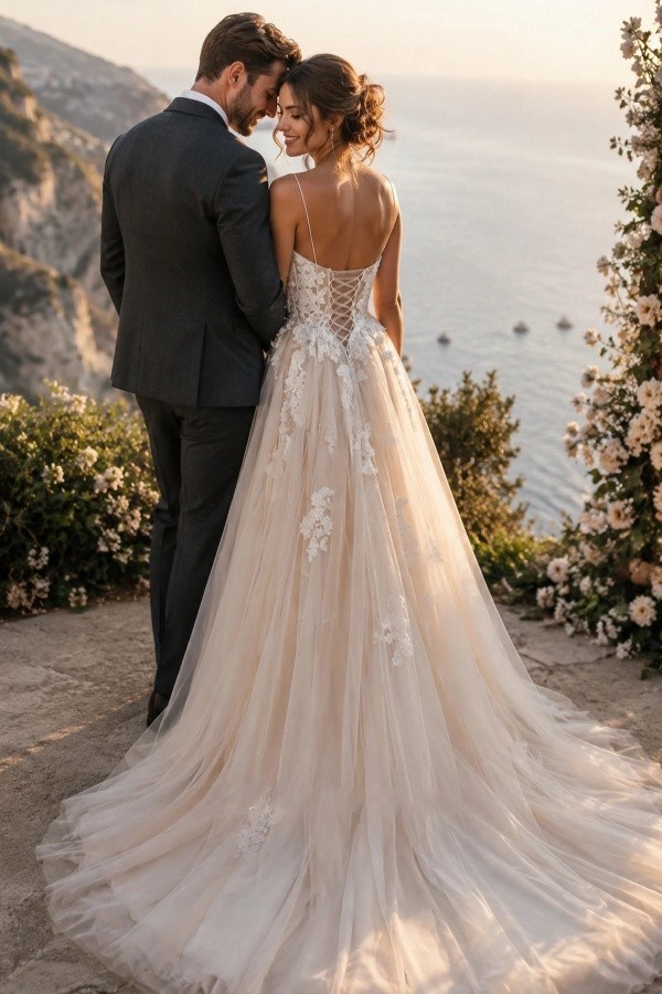 Schlichte Brautkleider A Linie Mit Spitze Boho Hochzeitskleider