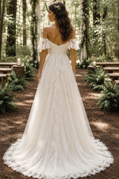 Fashion Brautkleider A Linie Spitze Boho Hochzeitskleider Günstig