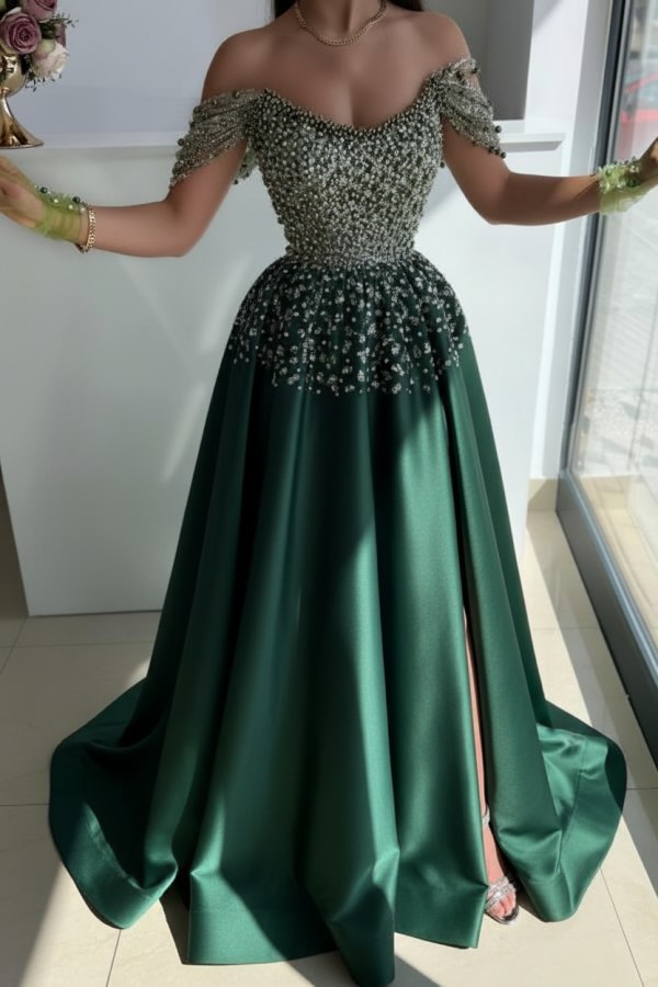 Designer Abendkleider Lang Glitzer | Abiballkleider Grün Günstig