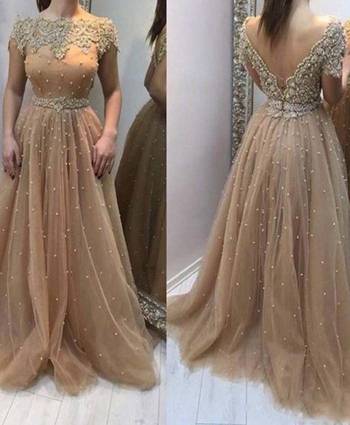 Elegante Abendkleider Lang Gold | Abendmoden Mit Spitze