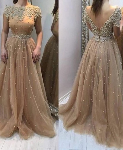 Elegante Abendkleider Lang Gold | Abendmoden Mit Spitze