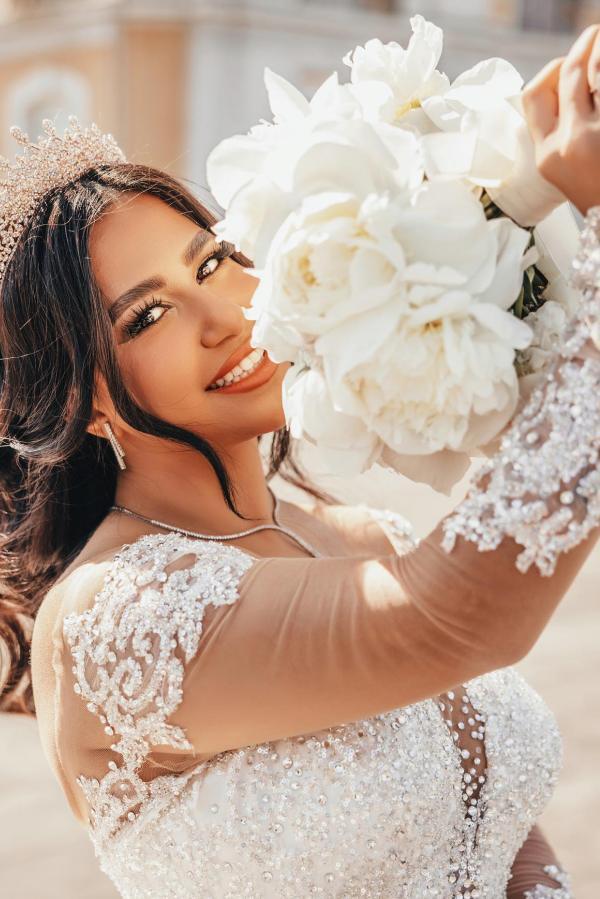 Prinzessin Hochzeitskleid mit Spitze | Brautkleider mit Ärmel