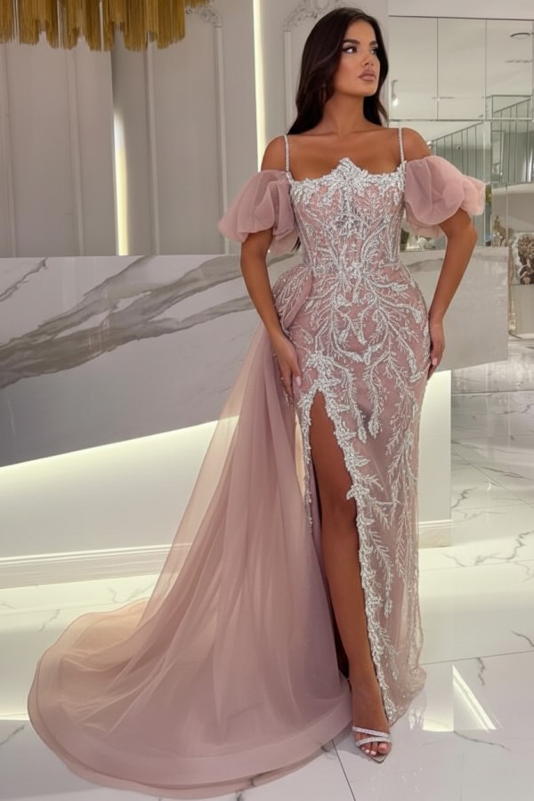 Himmel Blaue Abendkleider Lang Glitzer | Abiballkleider mit Spitze