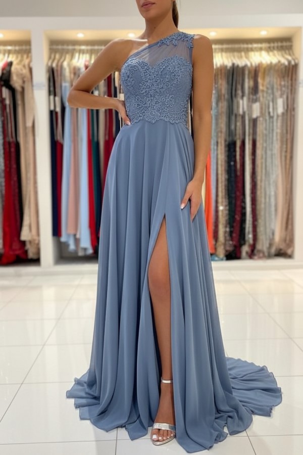 Schlichtes Abendkleid Mit Spitze | Abiballkleider Lang Günstig