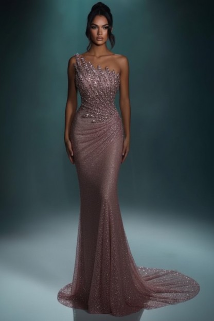 Festliche Abendkleider Lang Brau Abiballkleider Ballkleider Glitzer