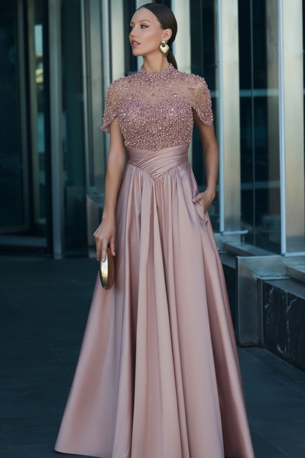 Dunkel Grüne Abendkleider Lang Glitzer Ballkleider mit Ärmel