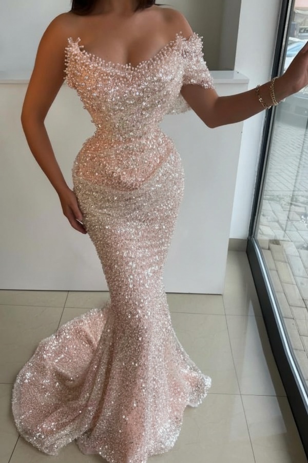 Designer Abendkleider Lang Rosa Abiballkleider Abendmoden Glitzer