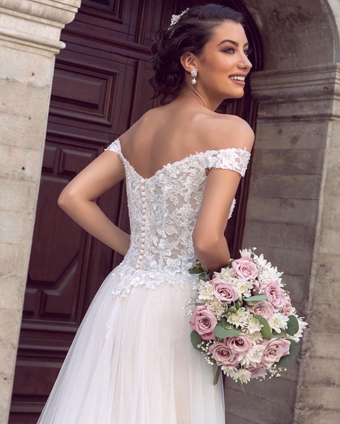 Boho Brautkleid A Linie Mit Spitze | Hochzeitsmoden Tüll Online