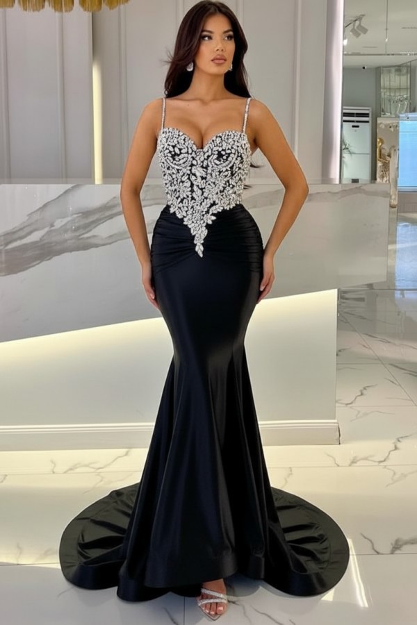 Elegante Abendkleider Lang Blau | Abiballkleider mit Glitzer
