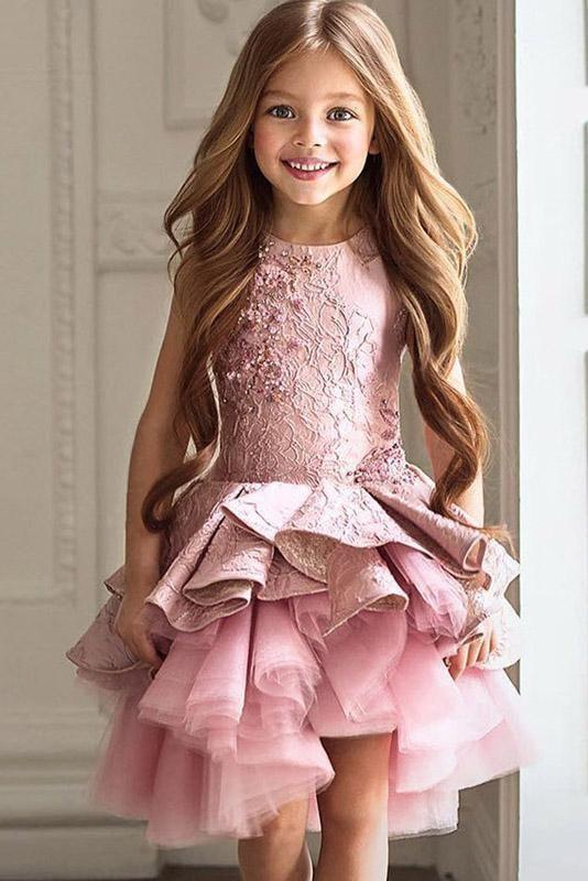 Blumenmädchen Kleid Spitze | Blumenmädchenkleider Rosa-babyonlinedressde