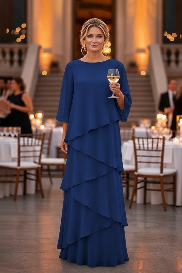 Himmel Blau Fsetliche Partykleider Schlichte Braumutterkleider Chiffon