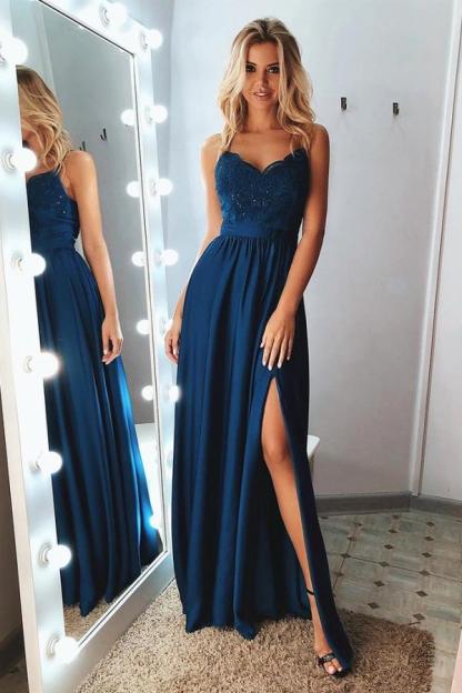 Schlichtes Abendkleid Lang | Abiballkleider Mit Spitze