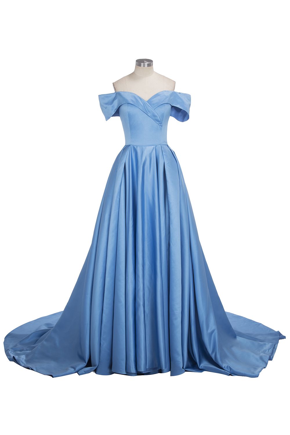 Fashion Blau Abendkleider Lang Günstig Schulterfrei Abendmoden Partykleider