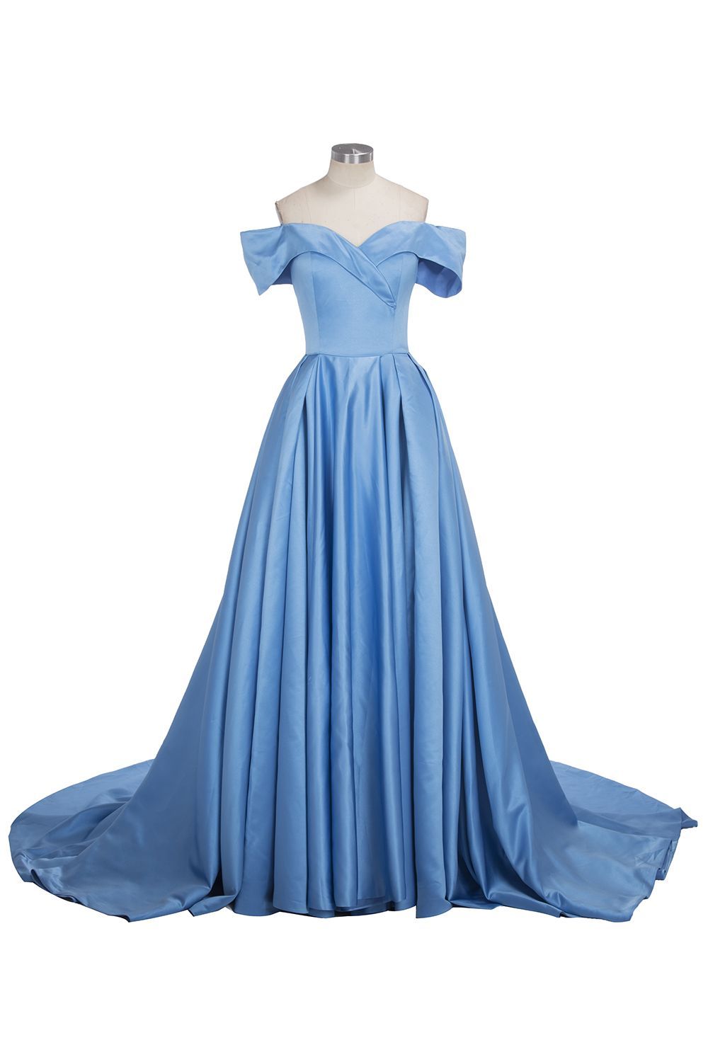 Fashion Blau Abendkleider Lang Günstig Schulterfrei Abendmoden Partykleider