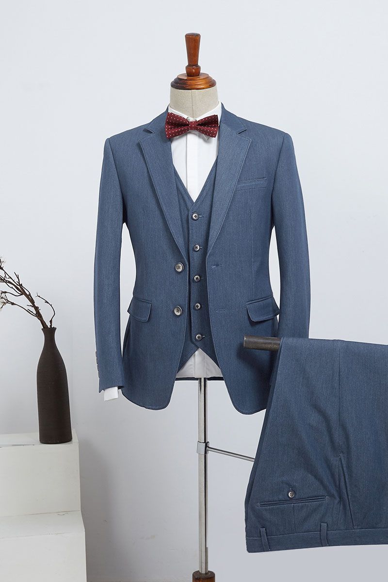 Brandon Affordable Blue 3 Pieces Slim Fit Custom Business Suit-babyonlinedressde