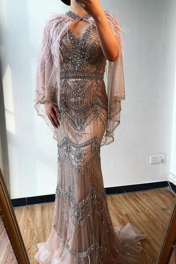 Extravagante Abendkleider mit Ärmel | Abiballkleider Lang Glitzer-babyonlinedressde