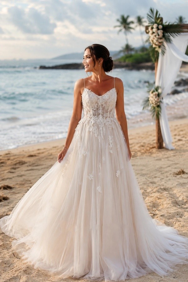 Schlichte Brautkleider A Linie Mit Spitze Boho Hochzeitskleider