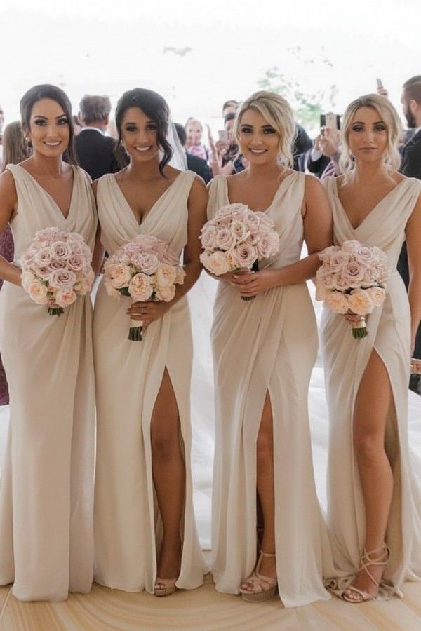Elegante Brautjungfernkleider Lang Chiffon | Kleider für Brautjungfern