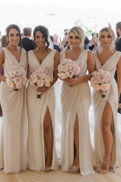 Elegante Brautjungfernkleider Lang Chiffon | Kleider für Brautjungfern