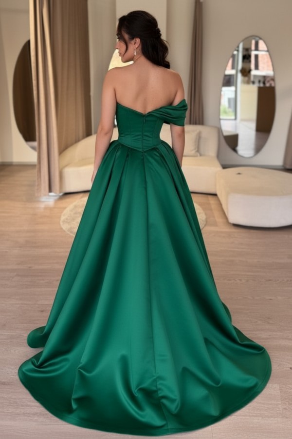 Emerald Grüne Abendkleider Lang Mit Glitzer Ballkleider Günstig