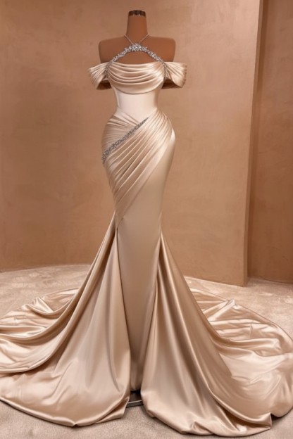 Silber Abendkleider Lang Meerjungfrau Stil Abiballkleider Ballkleid Mit Glitzer