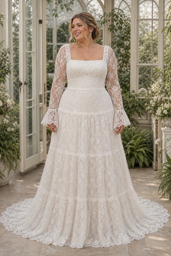 Designer Brautkleider A Linie Spitze Hochzeitskleider mit Ärmel