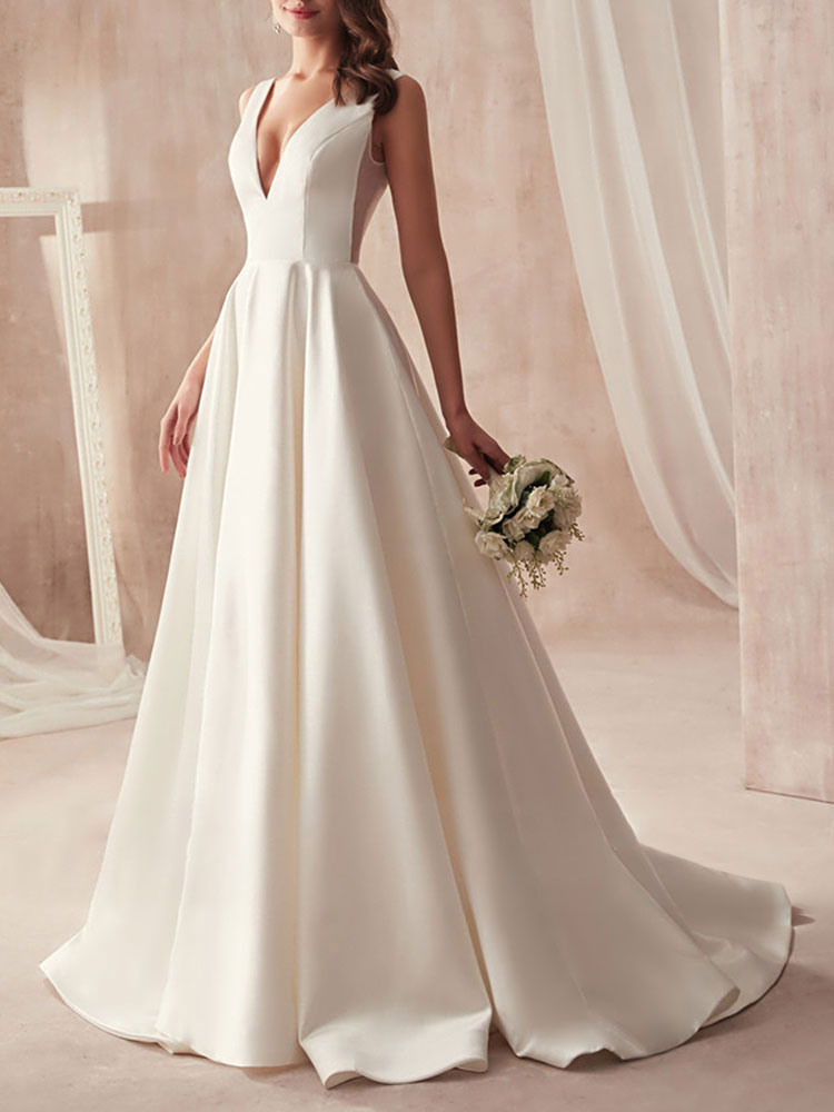 Schliches Hochzeitskleid A Linie | Brautkleider Günstig Online-babyonlinedressde