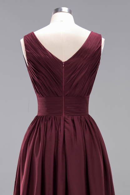 Weinrote Brautjungfernkleider Lang | Hochzeitspartykleider Günstig-babyonlinedressde