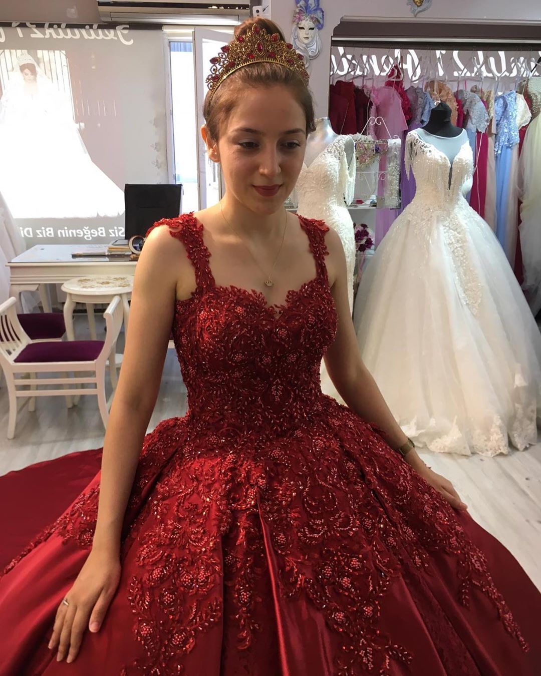 Prinzessin Abendkleider Weinrot | Abiballkleider mit Spitze