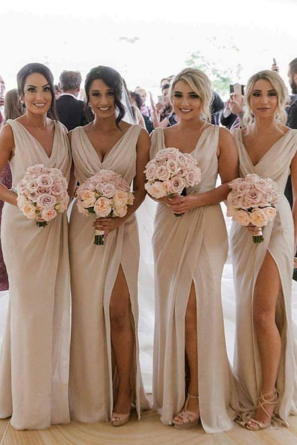 Elegante Brautjungfernkleider Lang Chiffon | Kleider für Brautjungfern-babyonlinedressde