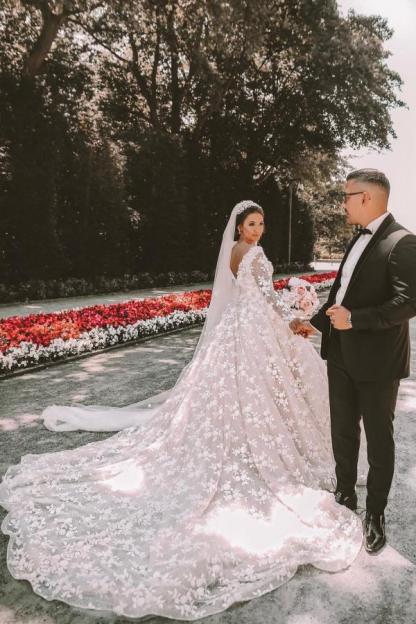 Elegante Brautkleider A Linie Spitze | Hochzeitskleider mit Ärmel