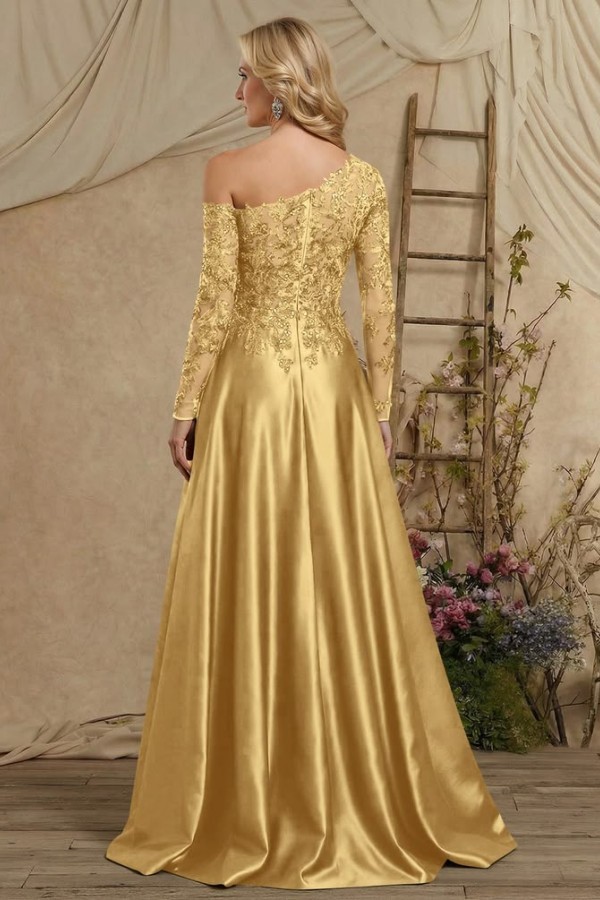 Golden Bruatmutterkleider Lang Kleider Für Brautmutter Spitze