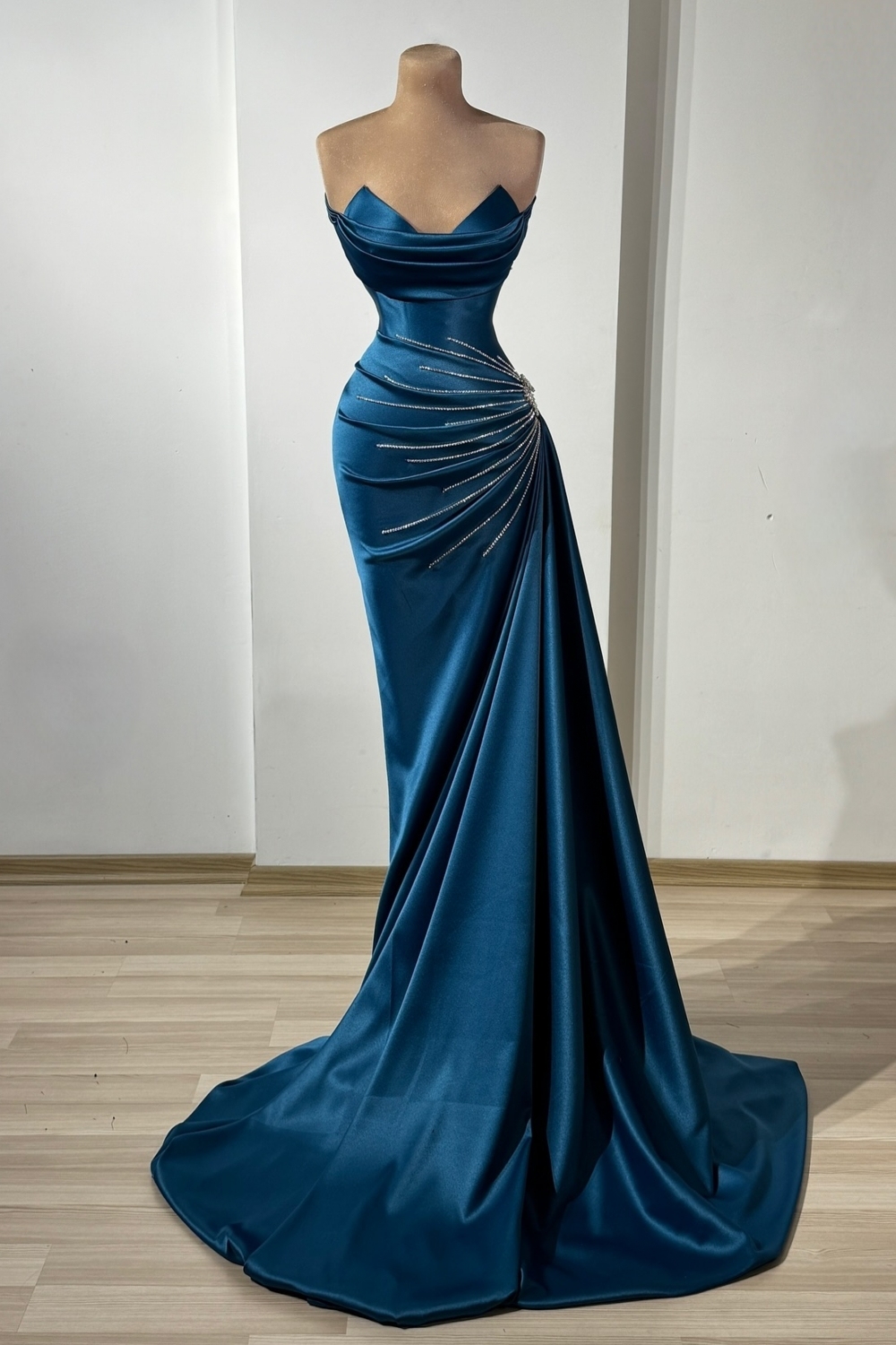 Elegante Abendkleider lang Blau Abiballkleider Ballkleider Online
