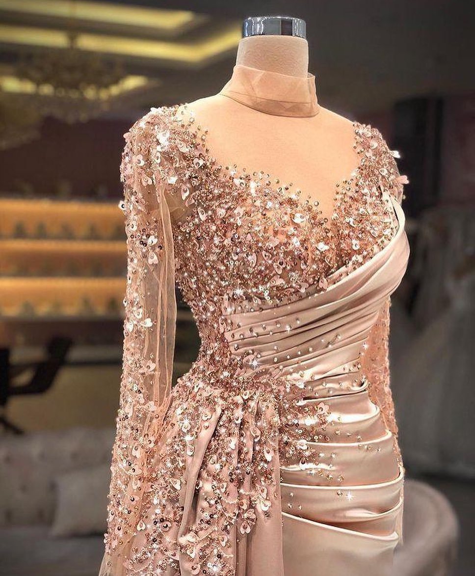 Elegante Abendkleider Lang Gold | Abendmoden Mit Spitze