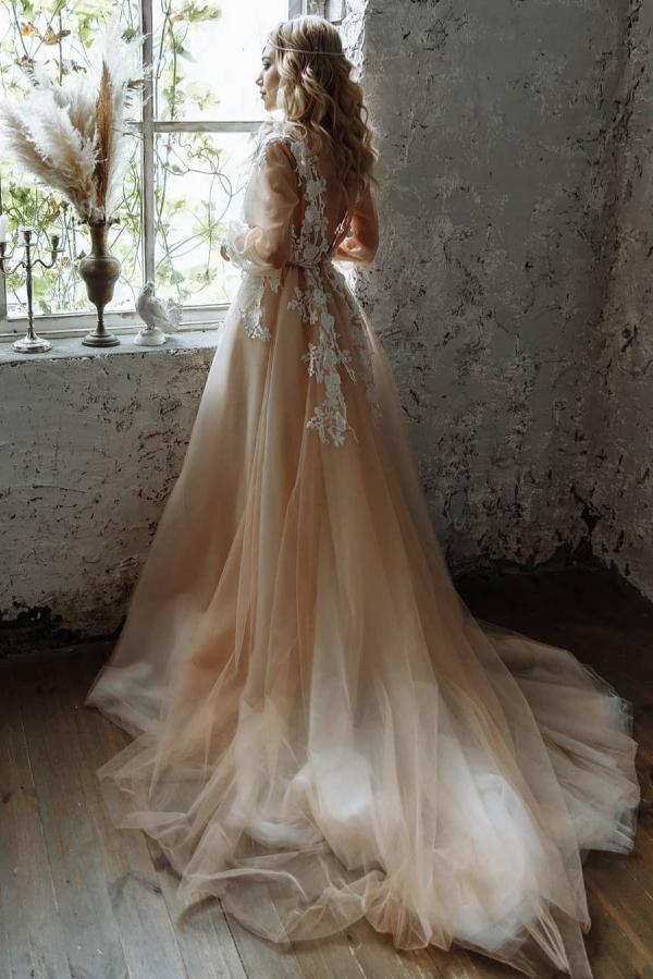 Fashion Hochzeitskleider mit Ärmel Günstige Brautkleider A Linie-babyonlinedressde