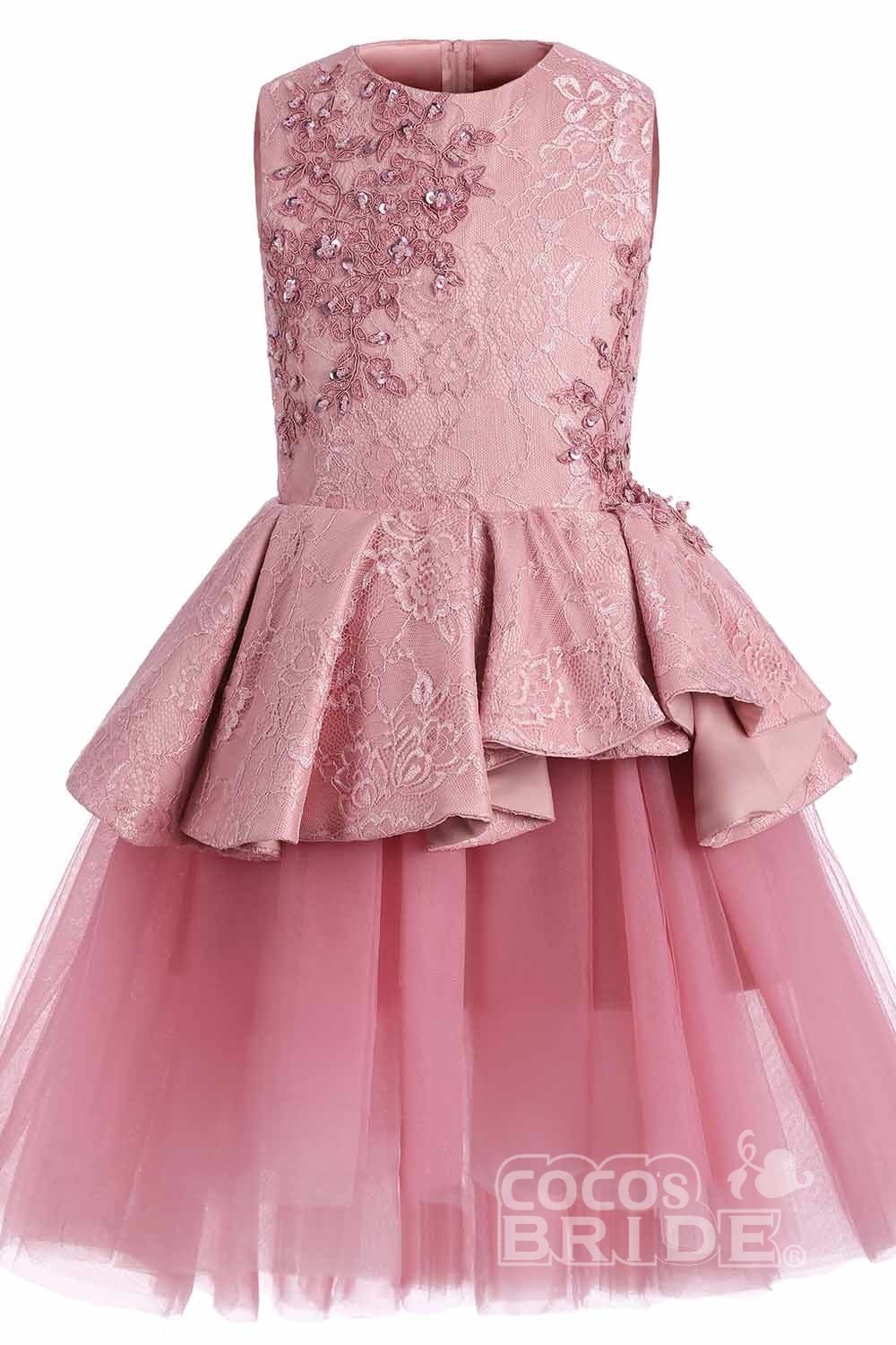 Blumenmädchen Kleid Spitze | Blumenmädchenkleider Rosa-babyonlinedressde